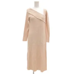 プロポーション ボディドレッシング PROPORTION BODY DRESSING リブニットワンピース ロング 長袖 F ピンク フリル アシンメトリーネック /GV