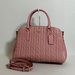 2512-264｜美品｜コーチ ギャザー 2WAYハンドバッグ レザー ピンク 