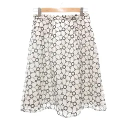 エニィスィス エニシス anySiS フレアスカート 花柄 ひざ丈 1 白 ホワイト 紺 ネイビー ■GY43 /KE