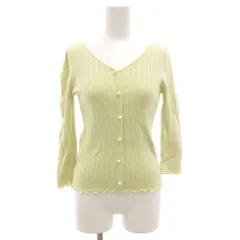 アプワイザーリッシェ Apuweiser-riche ニット カットソー 2 Vネック 緑 グリーン パール装飾 長袖 /GV ■GY43