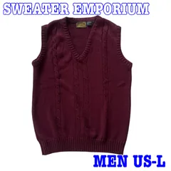 SWEATER EMPORIUM ヴィンテージ Vネック ケーブル編み ニットベスト US-L