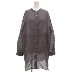 サマンサモスモス SM2 シャツ ブラウス チュニック F バンドカラー 長袖 シアー チャコールグレー /NU