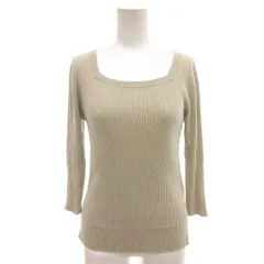 グリーンレーベルリラクシング ユナイテッドアローズ green label relaxing 7分袖 カットソー ニット リブ スクエアネック 緑 グリーン 3613-105-1996 /FF ■GY43