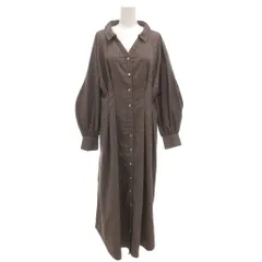 レディアゼル REDYAZEL シャツワンピース ロング 長袖 タック オープンカラー F グレー 黒 ブラック チェック /GV ■G