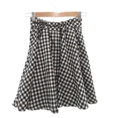 メゾピアノ mezzo piano フレアスカート L 160 ギンガムチェック イージー 総柄 白 ホワイト 黒 ブラック /AE ■GY14