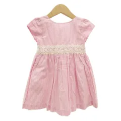ラルフローレン RALPH LAUREN ストライプ 半袖ワンピース フレア レース 女の子 24M ピンク 白 ホワイト /GV ■GY14