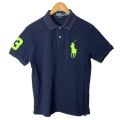 ポロ バイ ラルフローレン Polo by Ralph Lauren ビッグポニー 刺繡 ポロシャツ 半袖 カットソー シャツ L 紺 ネイビー ■GY14 メンズ