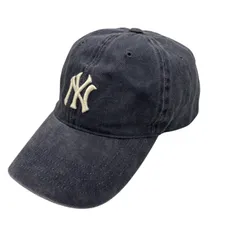 ▪︎MLB ニューヨーク・ヤンキース ロゴ 刺繍 コットン キャップ ネイビー 紺 フリーサイズ ベースボールキャップ