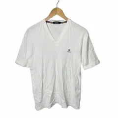 バーバリーブラックレーベル BURBERRY BLACK LABEL Vネック Tシャツ カットソー ロゴ 半袖 3 ホワイト ■GY14
