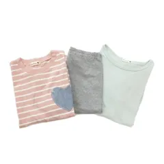 ブランシェス BRANSHES 3点セット Tシャツ カットソー パンツ 140 半袖 長袖 ボーダー柄 フリル ライトグリーン ピンク グレー /NU ■GY14