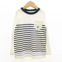 ポロ ラルフローレン POLO RALPH LAUREN ボーダー 長袖Tシャツ ロンT 男の子 120 白 ホワイト 紺 ネイビー /GV ■GY14