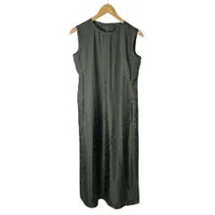 ミッシェルクラン MICHEL KLEIN ノースリーブ ワンピース 総柄 ロング 38 グリーン ■GY14