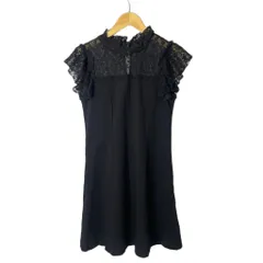 ユニバーバル ミューズ UNIVERVAL MUSE レース ワンピース フレア ひざ丈 半袖 ブラック ■GY43