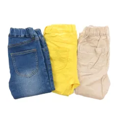 ブランシェス BRANSHES 3点セット パンツ ジーンズ 120 黄 イエロー インディゴブルー ベージュ /NU ■GY14