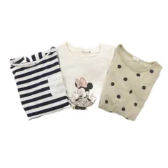 ブランシェス BRANSHES 3点セット Tシャツ カットソー 130 長袖 半袖 ボーダー柄 ドット柄 プリント ベージュ 紺 ネイビー 白 ホワイト /NU ■GY14