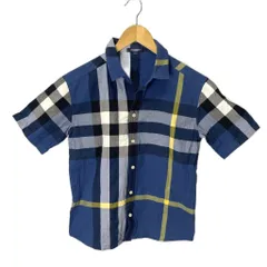 バーバリー ロンドン BURBERRY LONDON チェックシャツ カジュアル 半袖 男の子 160 ブルー イエロー ■GY14