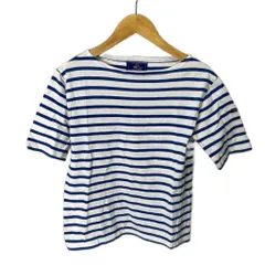 セントジェームス SAINT JAMES ボーダー Tシャツ カットソー 半袖 ホワイト ブルー ■GY43