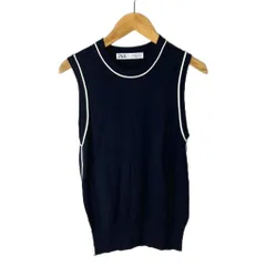 ザラ ZARA ニットベスト ノースリーブ ベスト S ネイビー