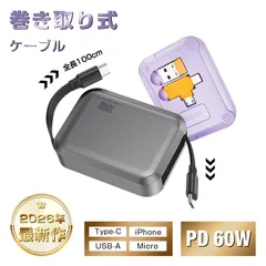 【新登場&PD 100W】5in1 充電ケーブル 巻き取り式 両引き Type-C to Type-C 一本五役 USB Type-c microUSB Android iOS iPhone 17/16/15充電 絡み防止 変換アダプター付き 正規充電器対応