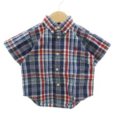 ラルフローレン RALPH LAUREN ボタンダウンシャツ 半袖 チェック ポニー刺繍 12M マルチカラー /GV ■GY14