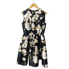 チェスティ Chesty 花柄 ノースリーブフレアタックワンピース ひざ丈 0 ブラック ■GY43