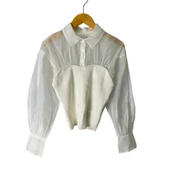 スナイデル SNIDEL ビスチェニットプルオーバー カットソー 切替 シアー シースルー 長袖 ONE ホワイト ■GY43