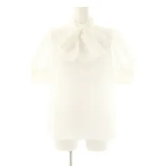 スナイデル SNIDEL リボンシャツブラウス パフスリーブ 半袖 SWFB211198 F ホワイト /DF ■OS