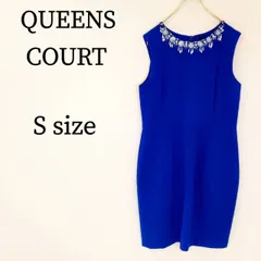QUEENS COURT クイーンズコート ドレス パーティードレス お呼ばれワンピース ワンピース クルーネック ノースリーブ Iライン タイト パール ビジュー ミディアム丈 ひざ丈 S
