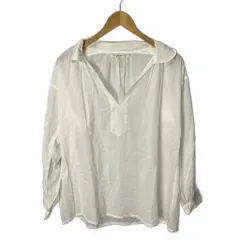 アニエスベー agnes b. ブラウス シャツ vネック 36 ホワイト ■GY14