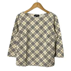 バーバリー ロンドン BURBERRY LONDON ノバチェックカットソー ボートネック 7分袖 2 M ベージュ FA019-077