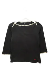 バーバリー ロンドン BURBERRY LONDON 七分袖 Tシャツ カットソー 2 黒 ブラック ノバチェック トップス