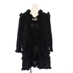 ゾーアンドネマ Zhor&Nema アンサンブルニット カーディガン ノースリーブカットソー レース コットンシルク XS ブラック /KH ■GY41