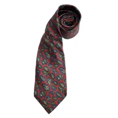 バーバリーズ Burberrys ペイズリー柄 総柄 ネクタイ レギュラータイ シルク レッド マルチカラー ☆AA★