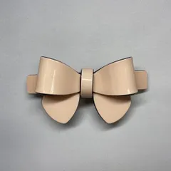 ヘアバレッタ　リボン　ピンクベージュ