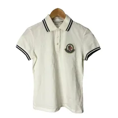 モンクレール MONCLER ポロシャツ ロゴ ワッペン 半袖 ライン S 白 ホワイト ☆AA★ レディース