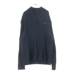 POLO RALPH LAUREN (ポロラルフローレン) ロゴ刺繍 ハーフジップ タートルネック ニットセーター ブラック