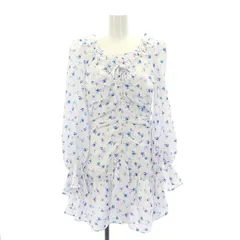 スナイデル SNIDEL 24SS プリントギャザーミニワンピース フラワー フリル 長袖 1 青 白 ブルー ホワイト /HS ■OS ■SH