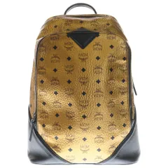MCM (エム シー エム) ロゴプレート付き ヴィセトス総柄 レザー バックパック リュック ブラウン