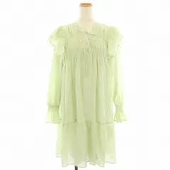 ファーファー furfur 美品 25SS ティアードギャザーミニワンピース フリル カットドット ギャザー ひざ丈 長袖 F 薄緑 ライトグリーン RWFO251130 /HN