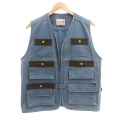 ウールリッチ WOOLRICH タクティカルベスト ダック地 ジップアップ L 青 ブルー /JS