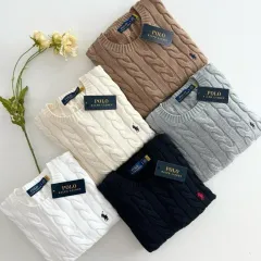 ポロ ケーブル ニット コットン セーター