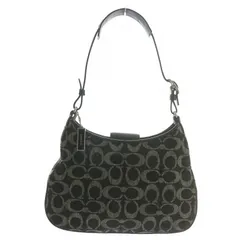 コーチ COACH ハンドバッグ ワンショルダー ウール レザー シグネチャー 総柄 黒 ブラック 8139 /XZ ■GY18