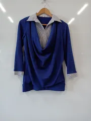 c606●grove●グローブ⚫︎ニット⚫︎カットソー●ドッキング長袖●sizeS⚫︎青