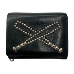 KEBOZ × CALEE ケボズ キャリー STUDS LEATHER MULTI WALLET スタッズ レザー ウォレット 3つ折 財布 黒 ブラック