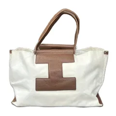 イアクッチ IACUCCI ソルベット キャンバス トートバッグ レザー ハンドバッグ M アイボリー ブラウン
