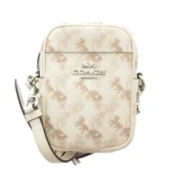 コーチ COACH 91108 ミニショルダーバッグ 斜め掛け ホースアンドキャリッジ PVC レザー ロゴ 総柄 白 オフホワイト /FT ■GY18