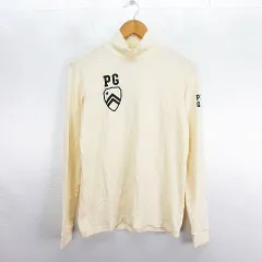 パーリーゲイツ PEARLY GATES Tシャツ カットソー 長袖 モックネック ロゴ ストレッチ 3 ライトベージュ ゴルフウェア ※EKM