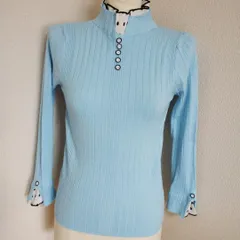 【ライトブルー色★Ｌサイズ】春物 ハイゲージ薄手 長袖 ニット セーター 春 レディース