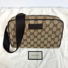 【上美品⭐️GUCCI（グッチ）】 GGスプリーム キャンバス　 ボディバッグ／ウエストバッグ／クロスボディバッグ　 ベージュ × ダークブラウン    AYA126011040001MEN
