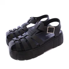 ミュウミュウ miumiu 22SS EVAサンダル 厚底 ストラップ 38 ブラック /KH レディース